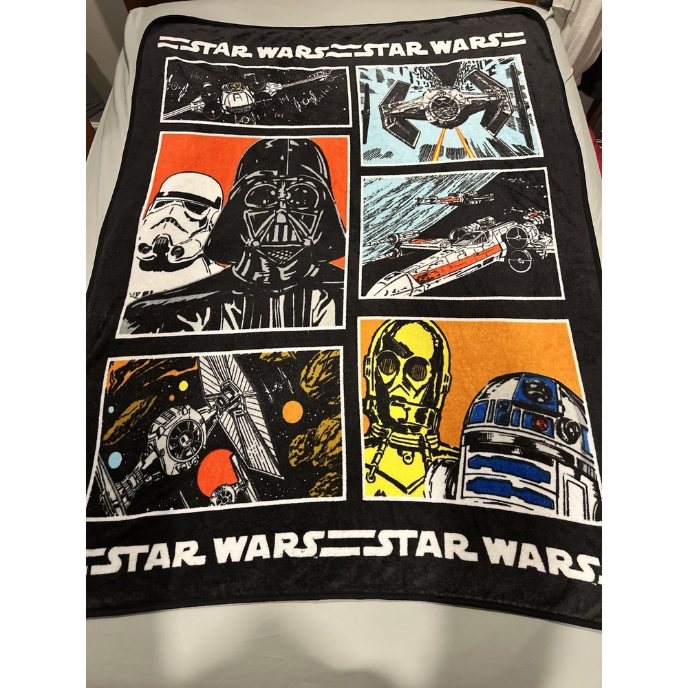 Vintage Star Wars Death‎ Vader  Fleece Throw Soft Blanket 62 L x 47" W  Vintage